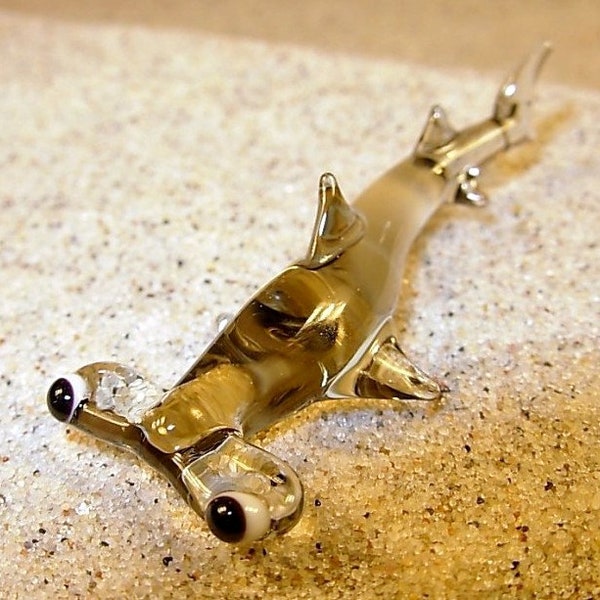 Smooth hammerhead - hammerhead shark -glass animal, size approx. 40x17x10mm, price for 1 piece, made in Czechia, quality handwork (n.137)