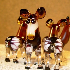 Cute okapi - glass animal / figurine, size approx. 21x20x10 mm, price for 1 piece, made in Czech Republic, quality handwork (n.50)