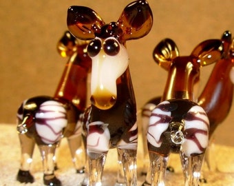 Cute okapi - glass animal / figurine, size approx. 21x20x10 mm, price for 1 piece, made in Czech Republic, quality handwork (n.50)