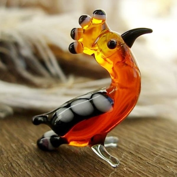 Hoopoe - glass animal / figurine, size approx. 28 mm, price for 1 piece, made in Czech Republic, quality handwork (n.131)