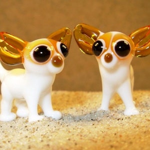 Chihuahua - glass animal / figurine, size approx. 20x15x9 mm, price for 1 piece, made in Czech Republic, quality handwork / no. 16