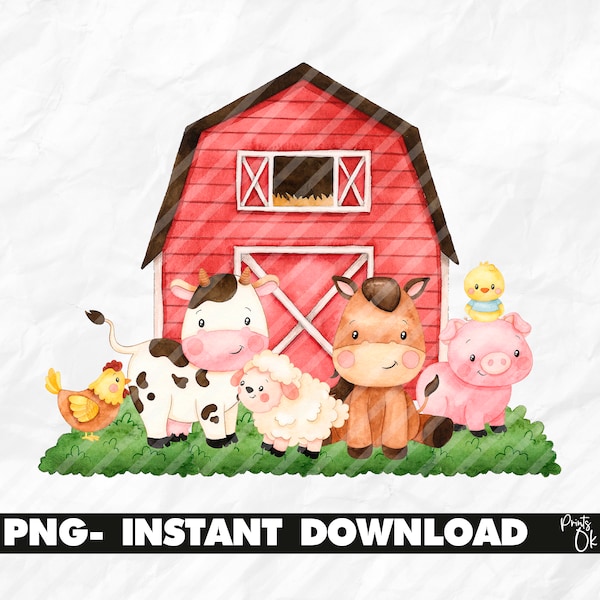 Farm animals PNG for Sublimation, Farm Design Printable, PNG sublimation, sublimation for kids, animals watercolor sublimation