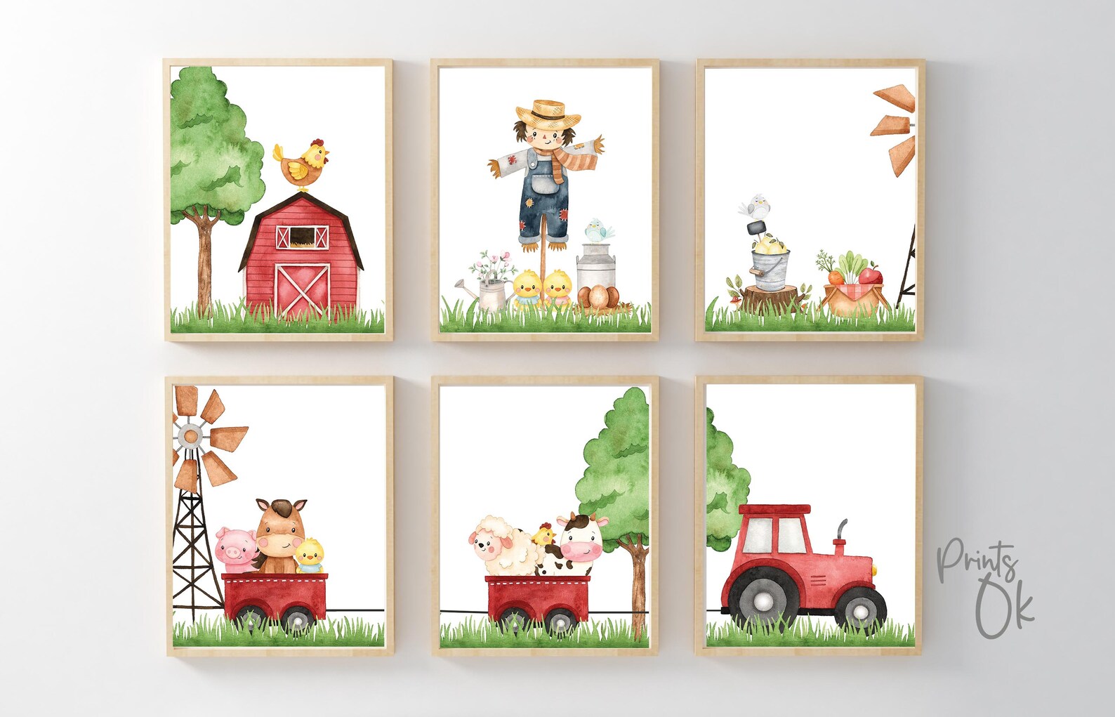 Set 6 Farm Nursery Decor Printables Farm Watercolor Baby - Etsy
