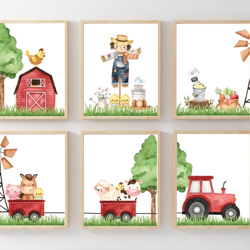 Set 6 Farm Nursery Decor Printables Farm Watercolor Baby - Etsy
