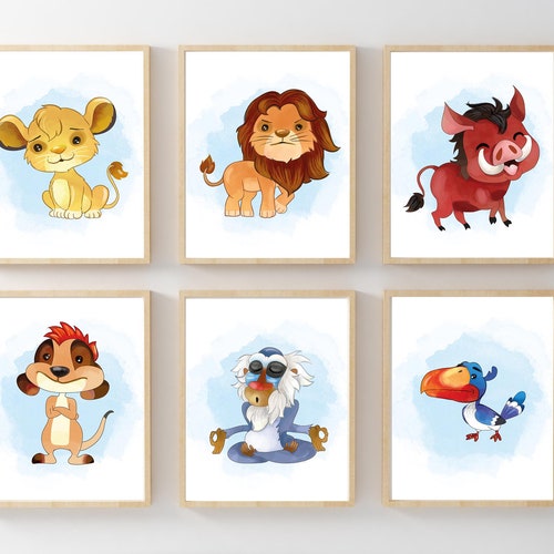 The Lion King Nursery Wall Art Set of 6 Printables Nursery Etsy