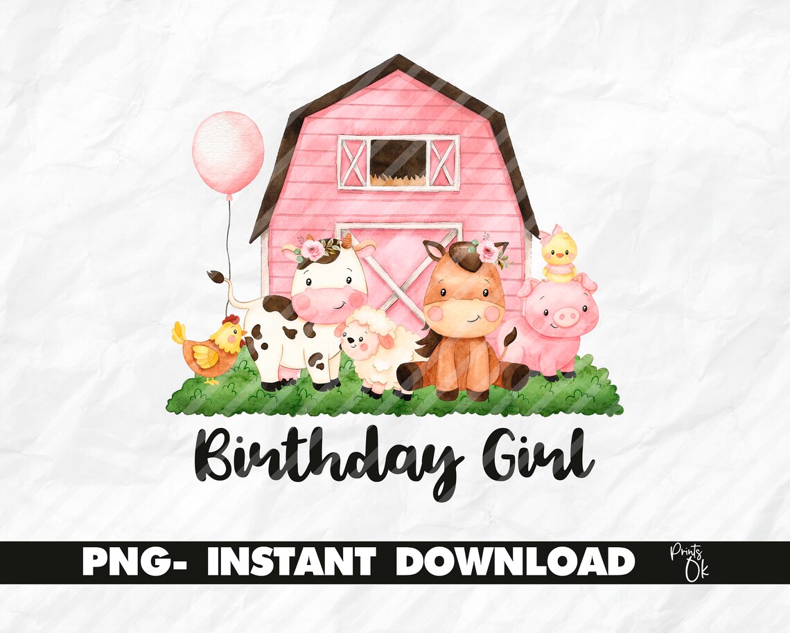 Farm Birthday Girl Design Printable Birthday Girl PNG Farm - Etsy