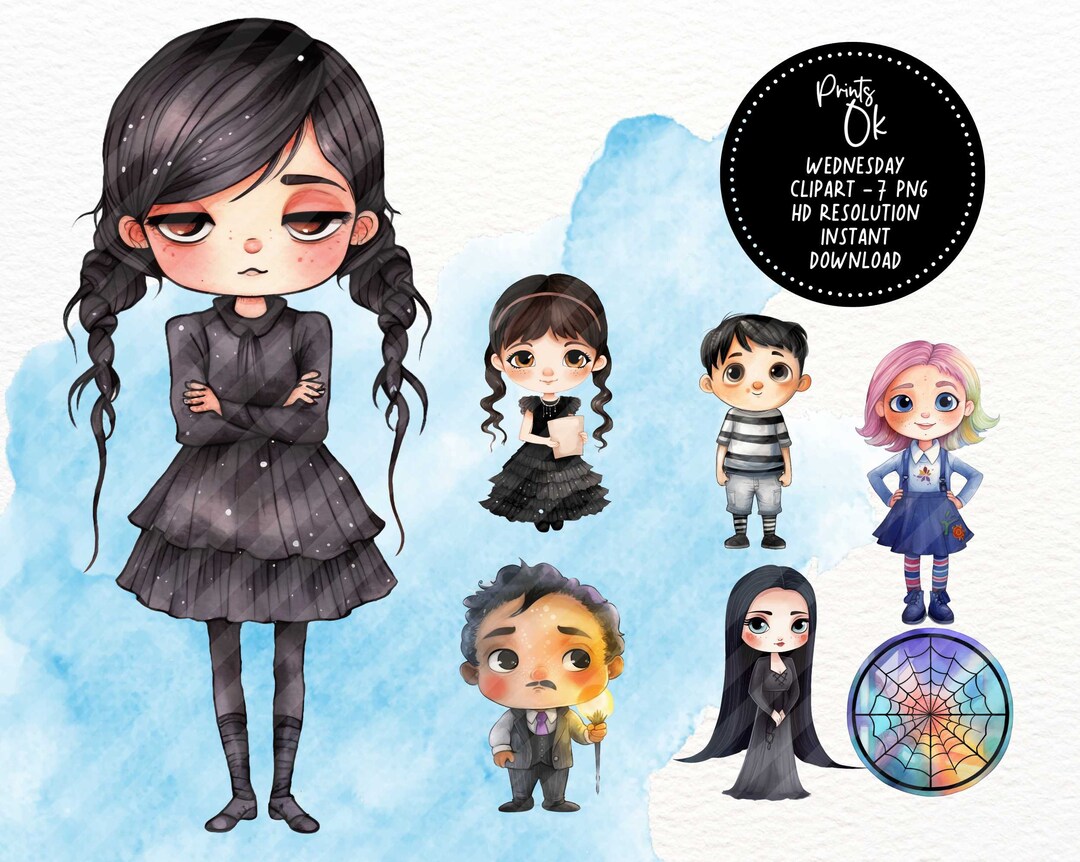 Set 7 Wednesday PNG Wednesday Watercolor Clipart Wednesday - Etsy
