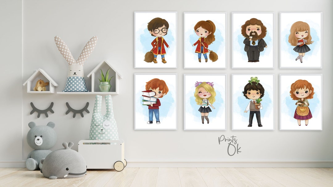 Set 8 Wizard Poster Nursery Wall Art, Magical Wizard Printable Decor ...