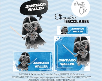 Star wars label school edit name, label school editable, edit kids school labels notebooks, instant download, silhouette cameo star wars