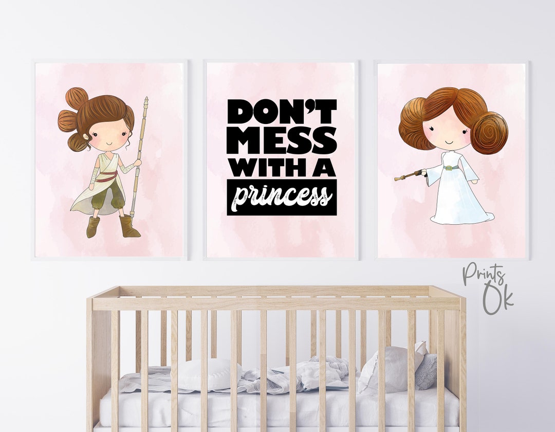 Set 3 Star Wars Nursery Wall Art, Printable Star Wars, Girls Room