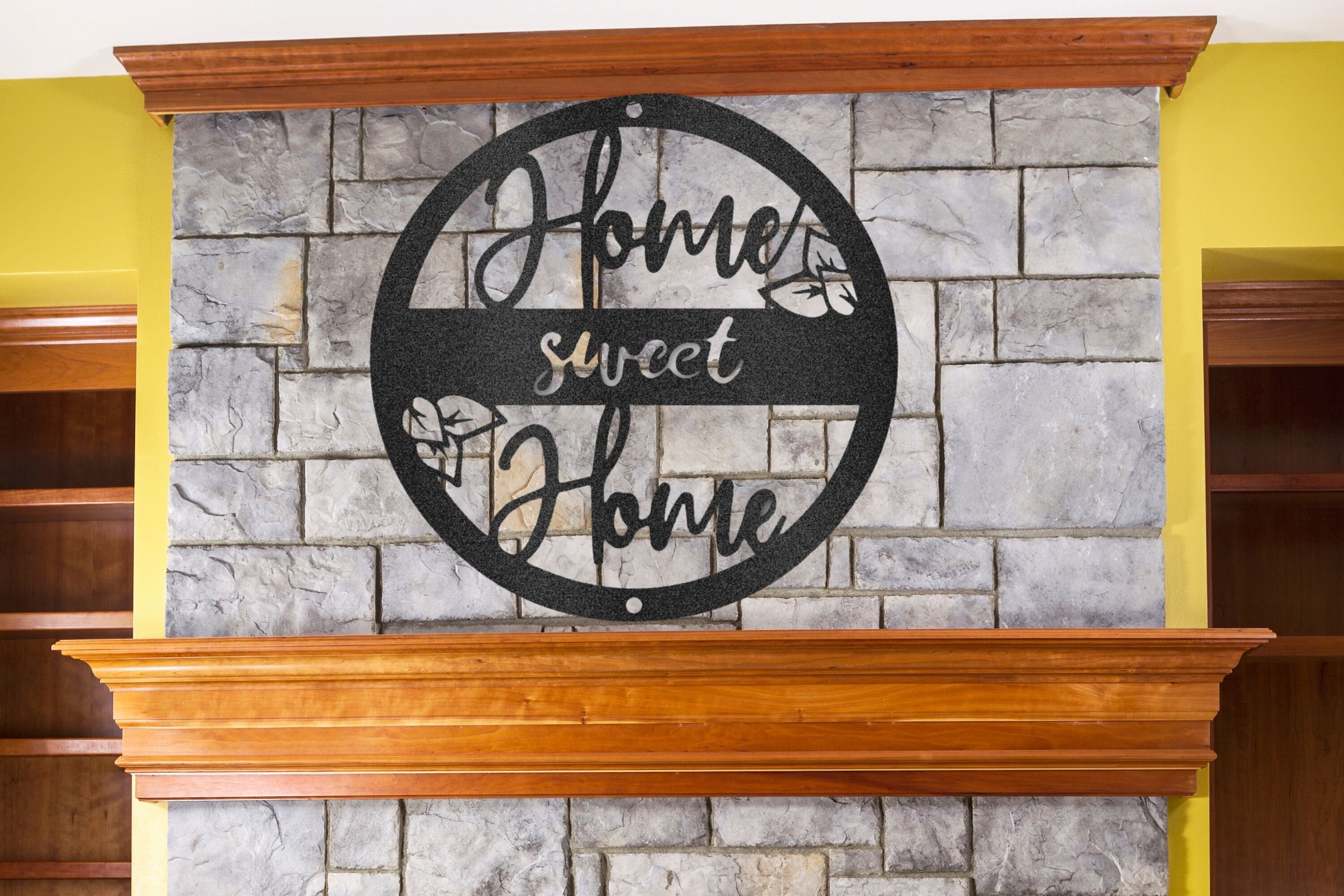 Decor Above Fireplace Mantel Home Sweet Home Metal Wall Sign Etsy