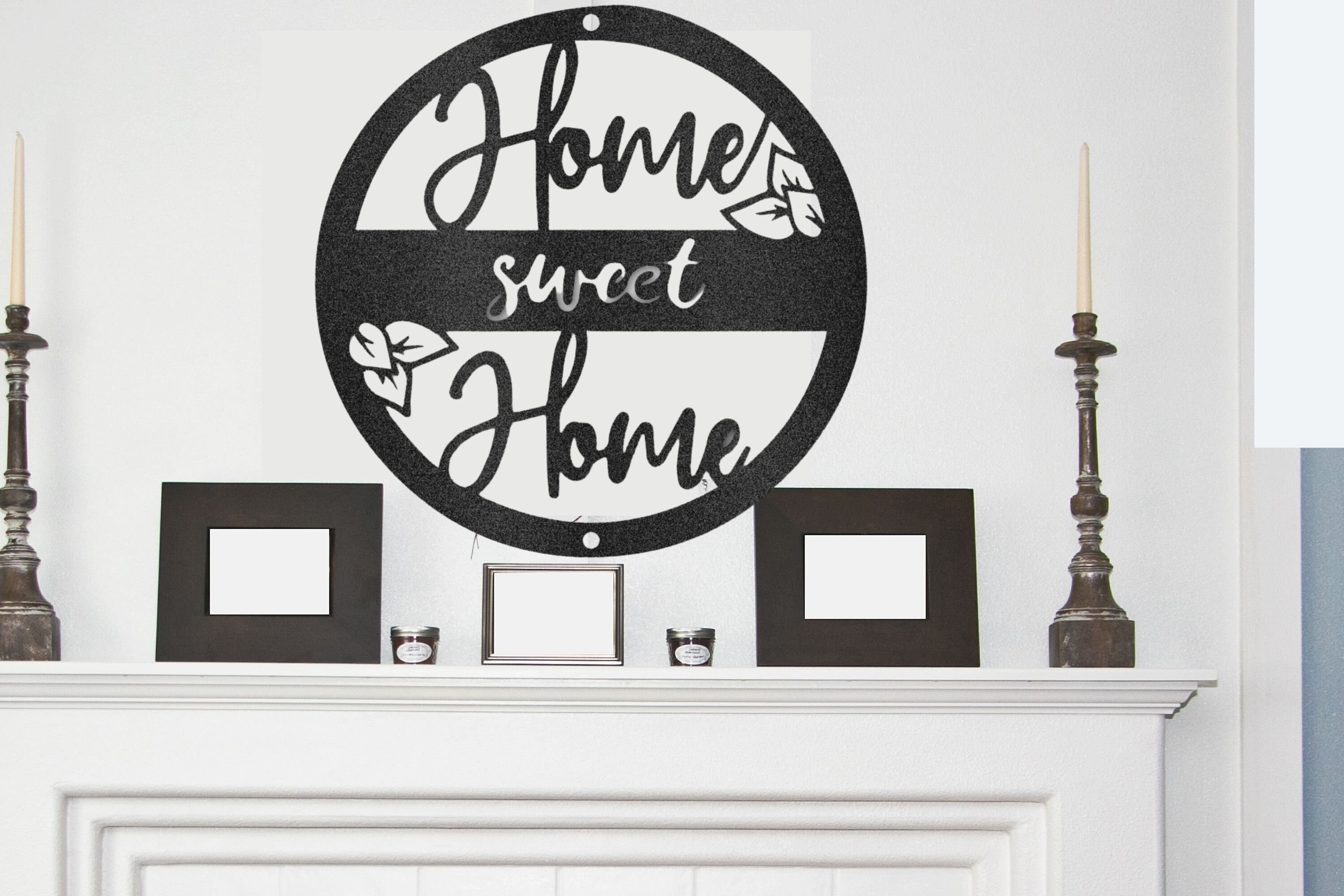 Decor Above Fireplace Mantel Home Sweet Home Metal Wall Sign Etsy