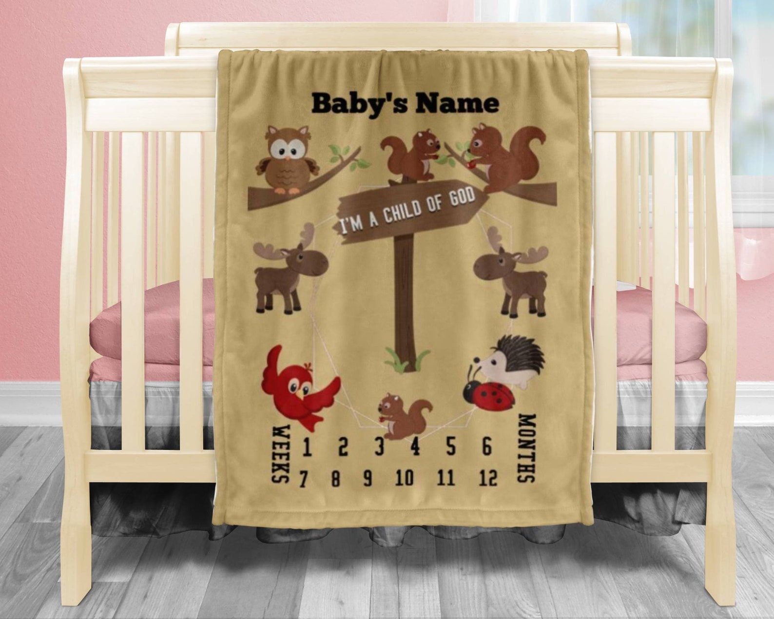 Personalized Baby Milestone Blanket Woodland Animals 30x40 Etsy