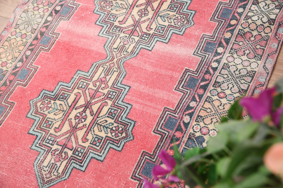 4x6 Turkish Vintage Faded Rug, Vintage Wool Rug, 4x6 Oushak Rug, Area