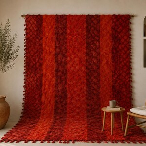9x13 Oversize Red Tulu Filikli Kilim Rug, Handmade Filikli Wool Carpet, Shag Area Rug