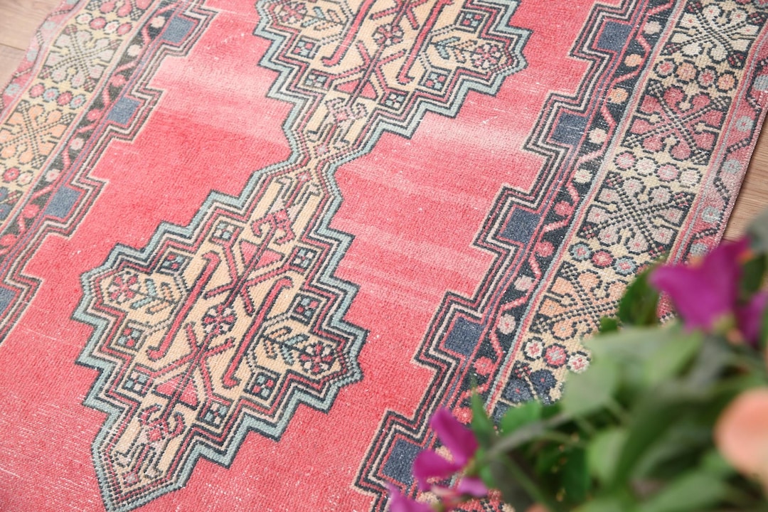 4x5 Small Size TURKISH VINTAGE RUG, Square Area Rug,colorful Office Rug ...