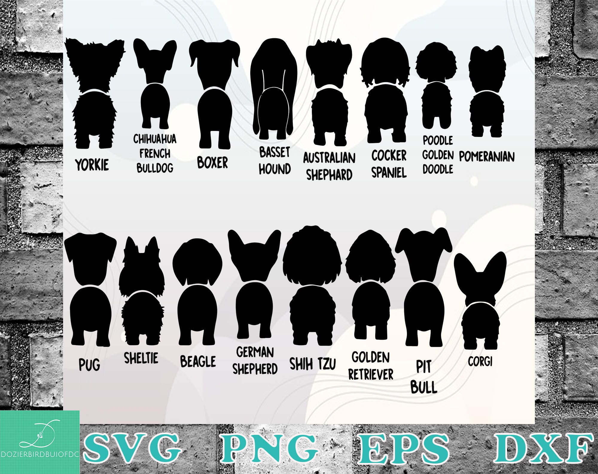 Dog Silhouette Bundle svg/ Dog Butt Leash Holder SVG/ Dog | Etsy