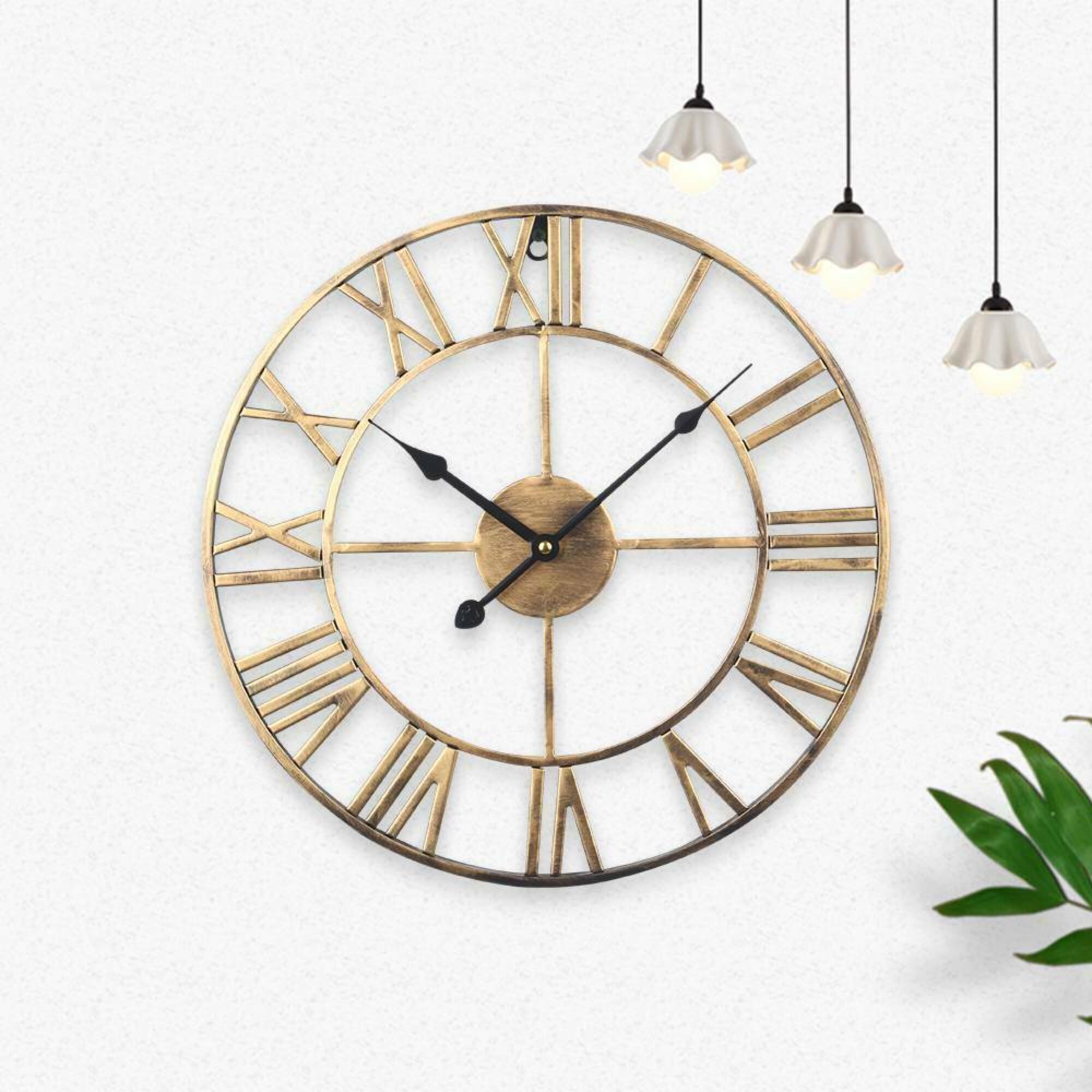60cm Large Skeleton Metal Roman Big Wall Clock Numerals Giant Etsy