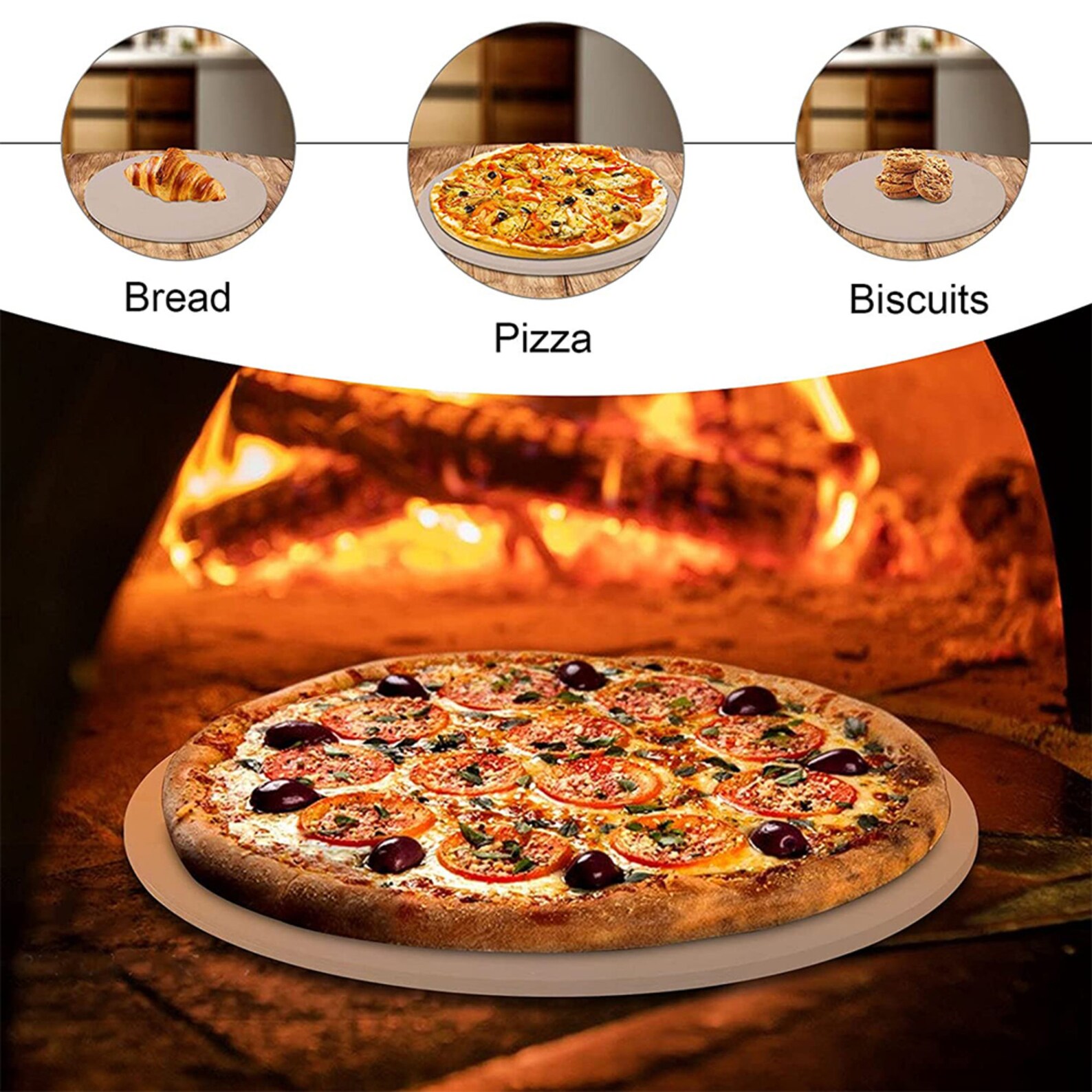 Extra Large Ceramic Pizza Baking Stone Set Chrome Stand 33cm Etsy