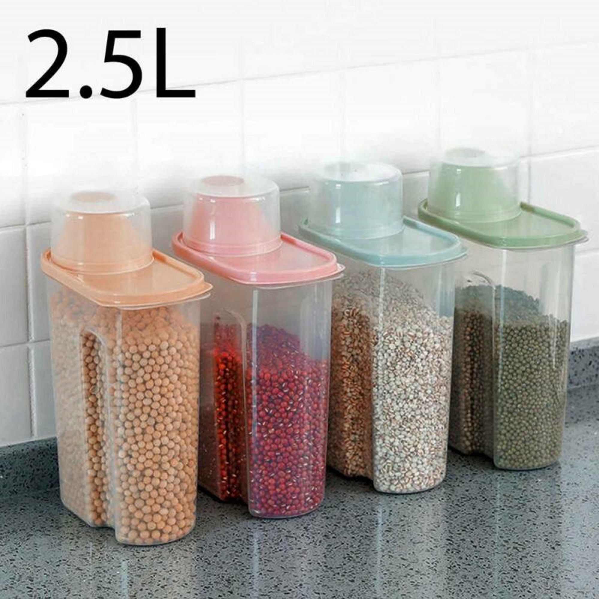 4 Large Capacity Airtight Dry Food Containers Durable Cereal Etsy