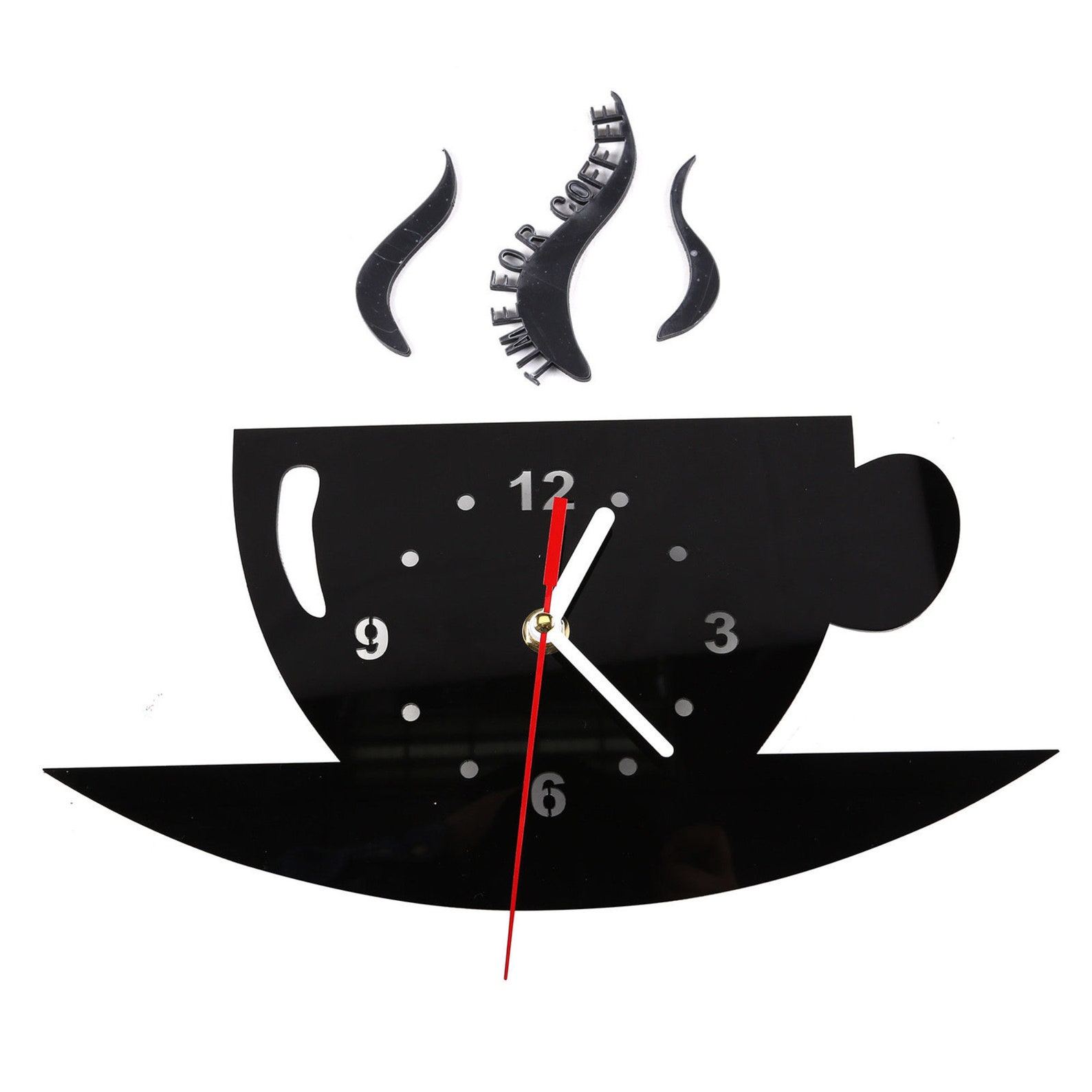 Living Room Kitchen Wall Clock Coffee Cup Shaped Decorative Etsy