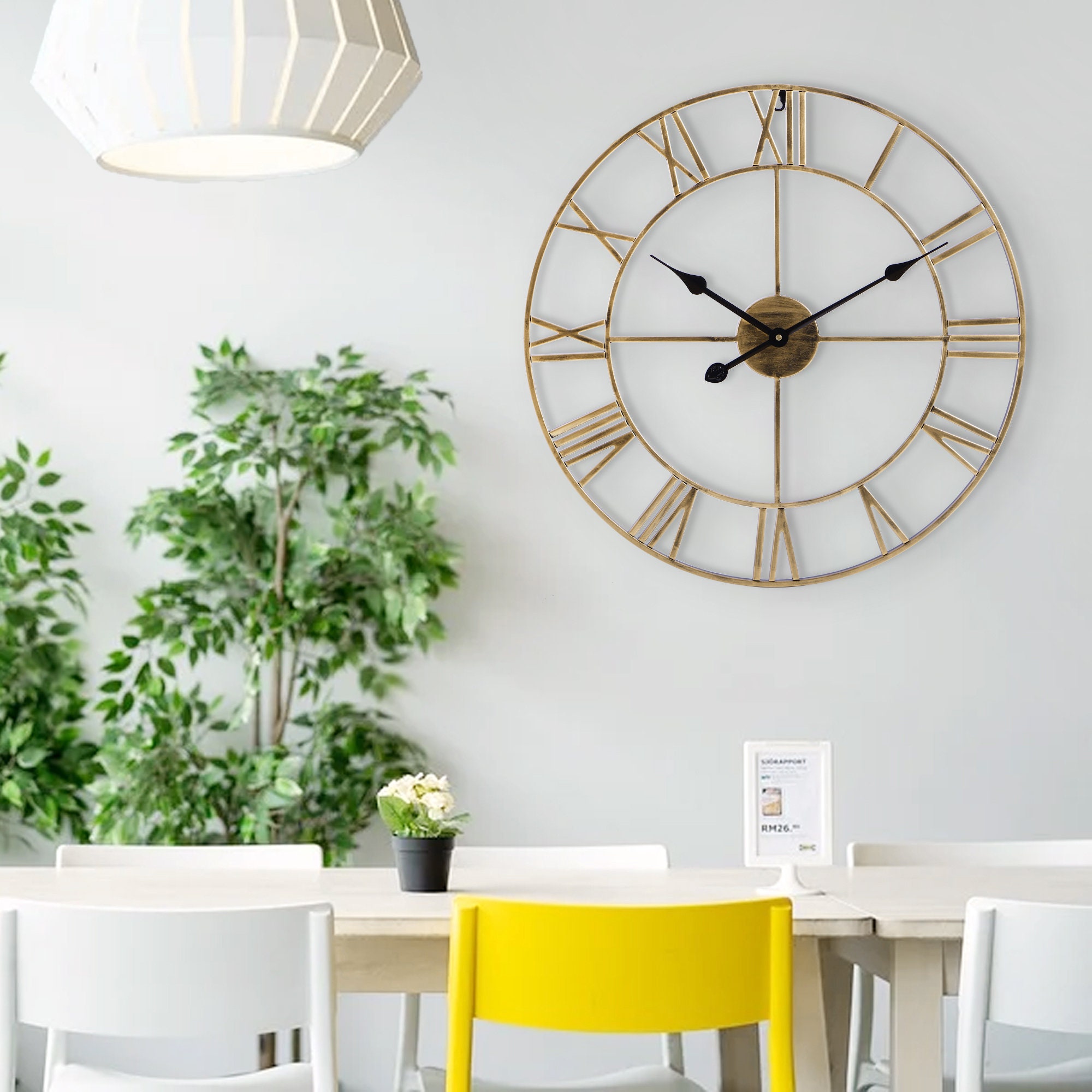 60cm/40cm Large Skeleton Metal Roman Big Wall Clock Numerals Etsy UK