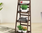 4 Tier Flower Plant Pot Shelf Display Ladder Garden Rack Step Style Wood