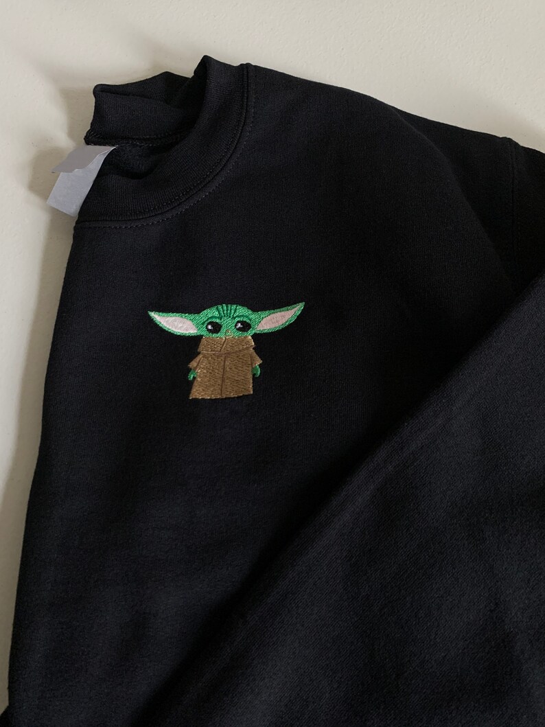 Embroidered Baby Yoda Sweatshirt Star Wars Grogu Sweater Etsy