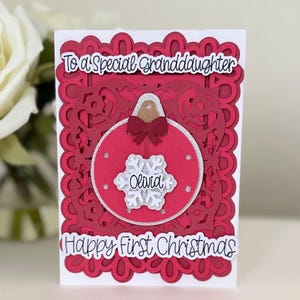 Personalised Christmas Card for Granddaughter, First Christmas Card, First Granddaughter Xmas Card, Babys 1st Christmas Card