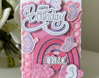 Personalized 3rd Birthday Card for Granddaughter: Keepsake Card