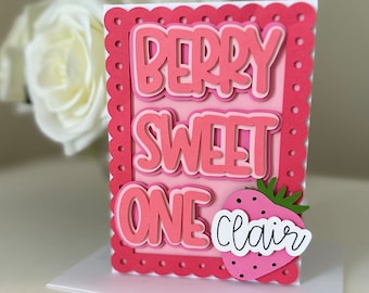 Berry Sweet Strawberry Personalized Birthday Card, Sweet One Strawberry Card