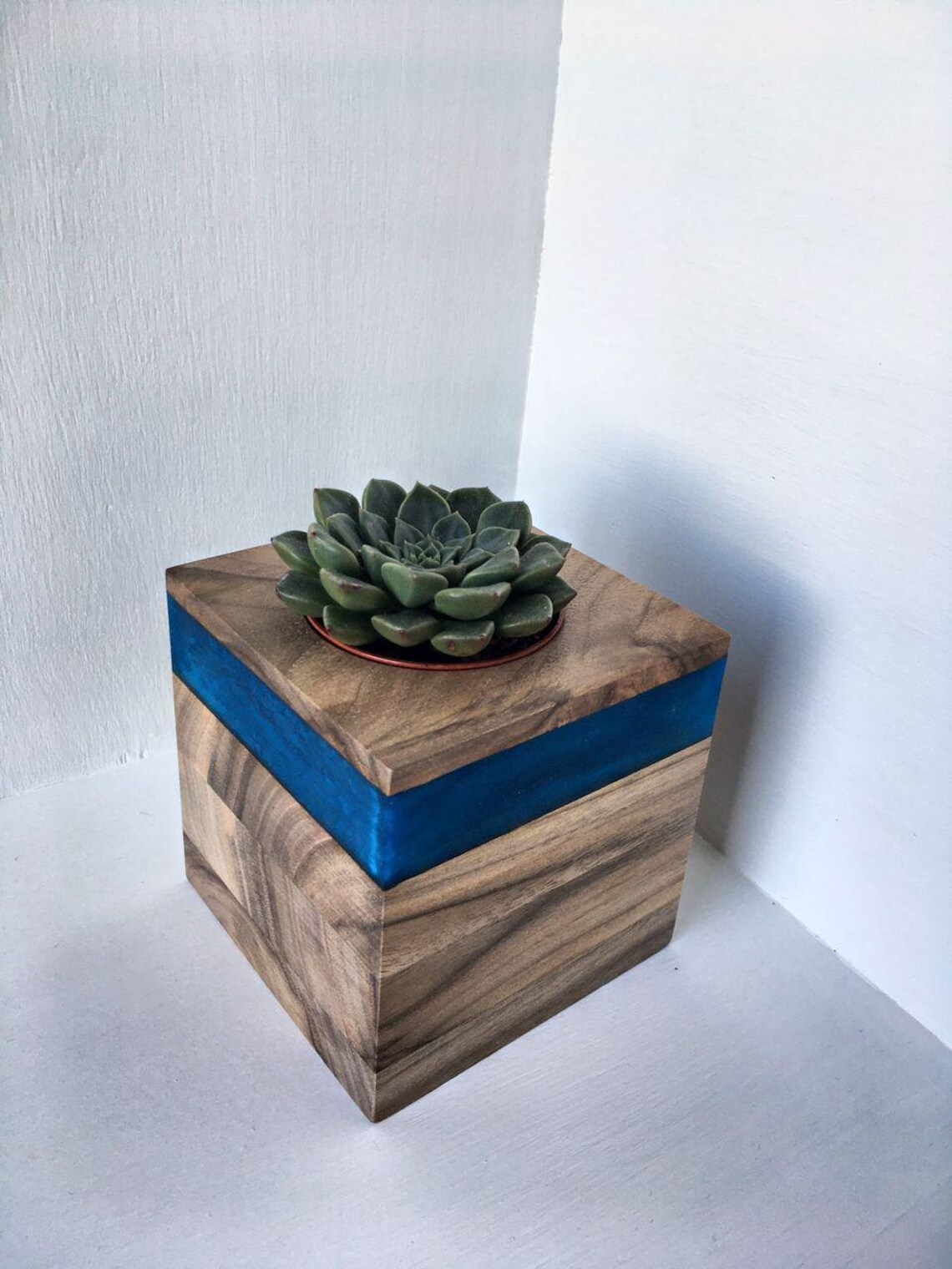 Planters made of wood and epoxy resin Etsy