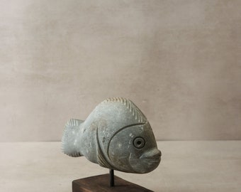 Sculpture de poisson en pierre - Zimbabwe - 29,3