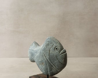 Escultura de pez de piedra - Zimbabwe - 30.1