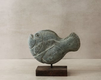 Sculpture de poisson en pierre - Zimbabwe - 31,4