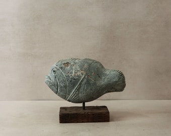 Stone Fish Sculpture - Zimbabwe - 31.5