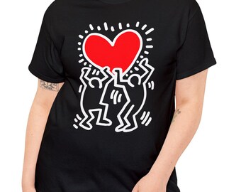 Keith Haring Heart Art Vintage T-shirt, For Men's and Women's Shirts, And For Gift Birthday And Christmas