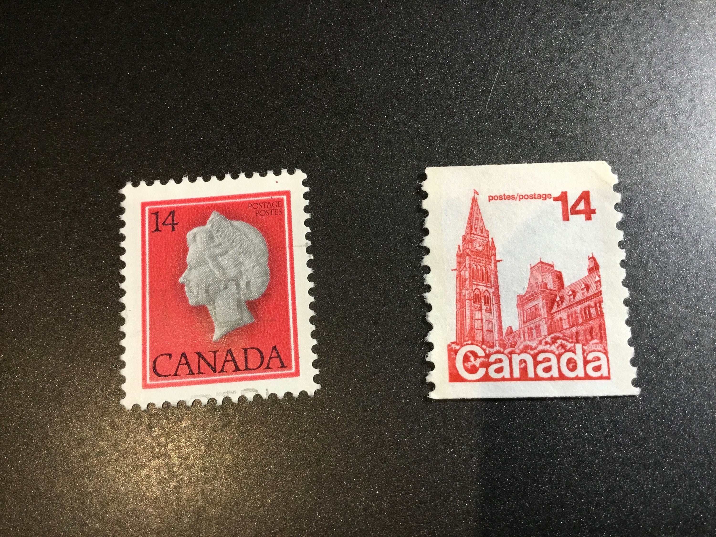 50 Vintage Postage Stamps Canada 14 Cent Red Queen & Red Etsy