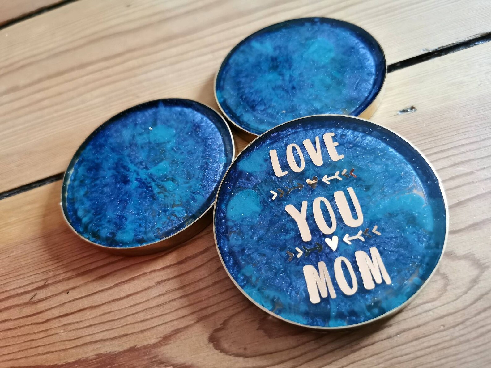 Mother's Day Special Resin Coasters Set Turquoise Blue Etsy