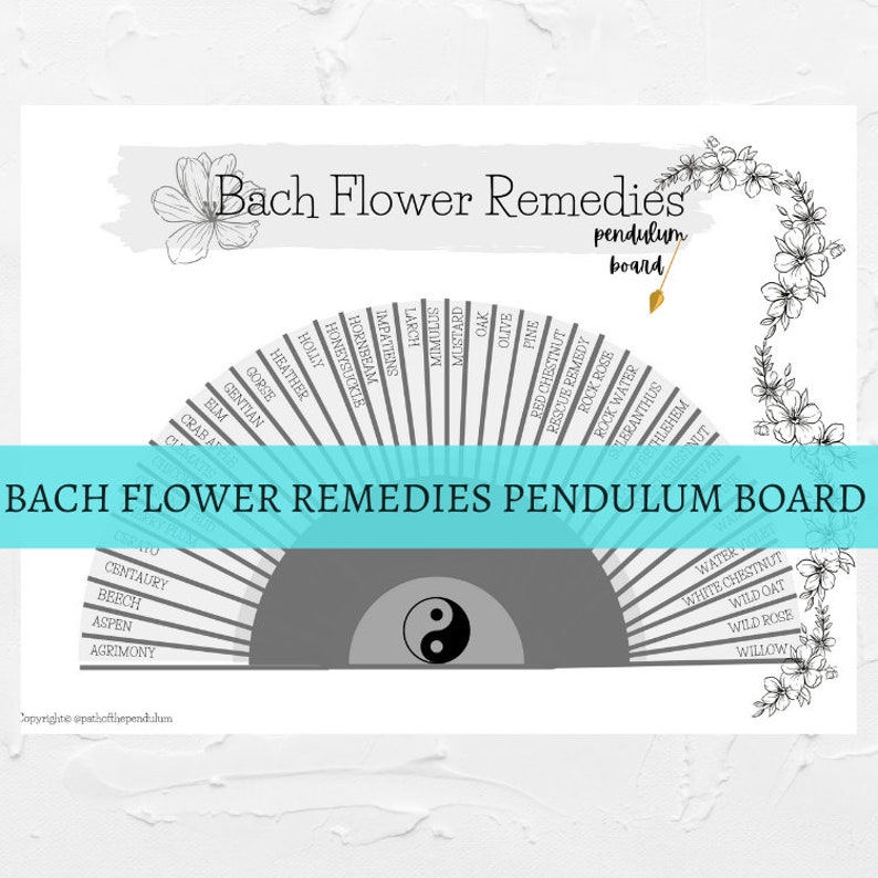 BACH FLOWER REMEDIES Pendulum Board, Dowsing Chart, Grimoire Printable