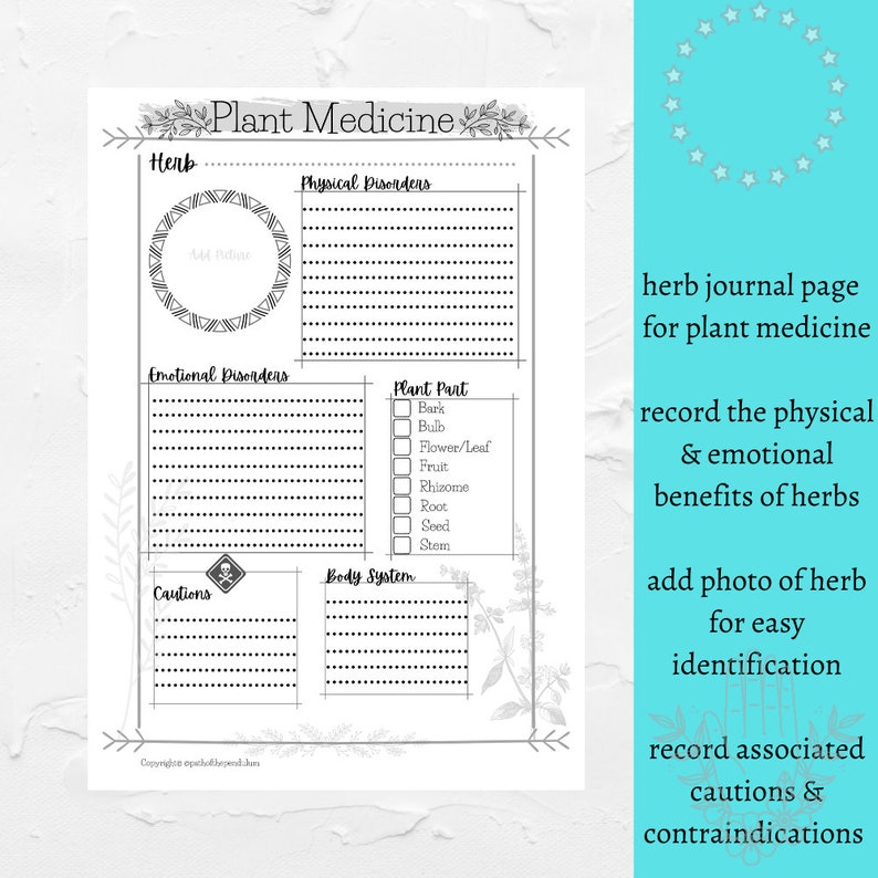 HERB JOURNAL PAGE Herb Digital Download Herb Cheat Sheet Etsy