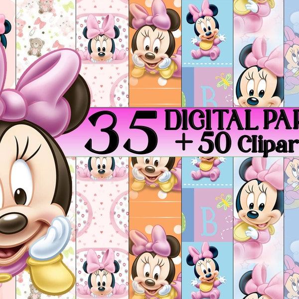 Baby Minnie digital paper and clipart,Baby Minnie paper,scrapbook,Baby Minnie,Baby Minnie clipart,Baby Minnie png,Baby Minnie Mouse