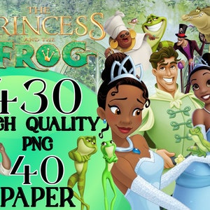 La princesse et la grenouille, paquet La princesse et la grenouille, papier Tiana, clipart La princesse et la grenouille, png Tiana, La princesse et la grenouille numérique, Tiana