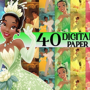 SEAMLESS, La principessa e il ranocchio, La principessa e il ranocchio png, Sfondo trasparente, Carta digitale La principessa e il ranocchio