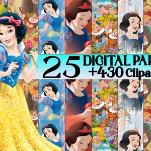 SEAMLESS, carta digitale e clipart Biancaneve, png Biancaneve, download Biancaneve, Biancaneve, clipart Biancaneve, carta Biancaneve, 12x12