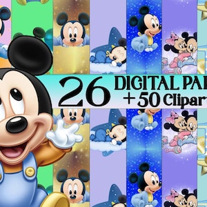 Pacchetto Baby Mickey, carta digitale Baby Mickey, png Baby Mickey, album Baby Mickey, clipart Baby Mickey, stampabile Baby Mickey