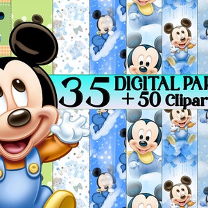 Carta digitale e clipart Baby Mickey, Baby Mickey digitale, Baby Mickey, album, Topolino, clipart Baby Mickey, clipart Baby Mickey
