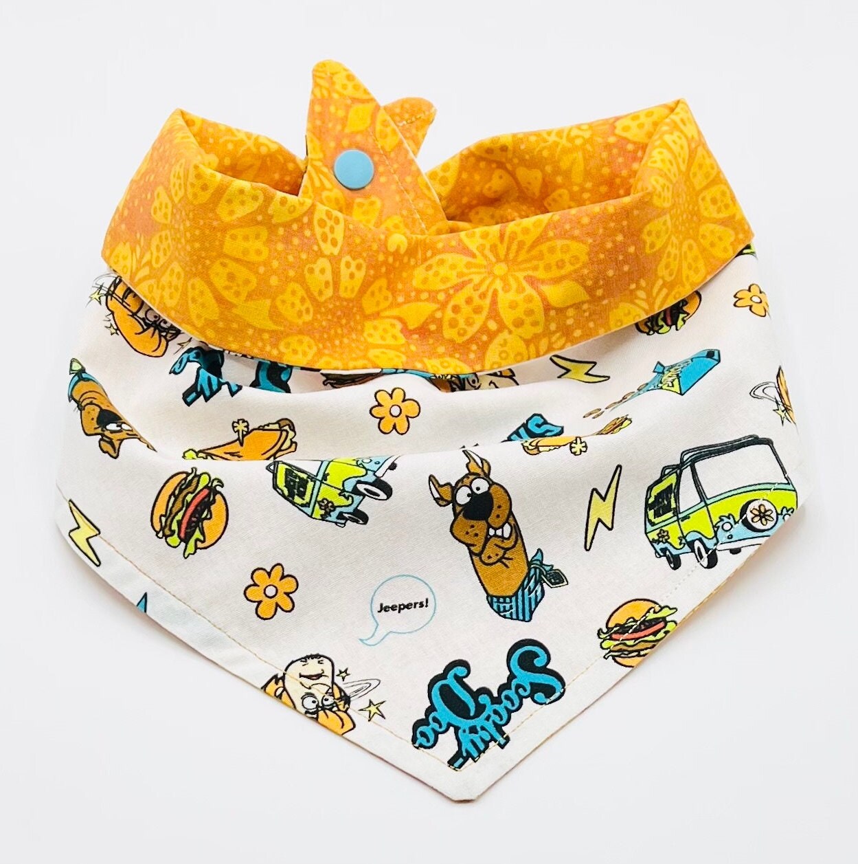 Tie & Snap Dog Bandana Reversible Scooby Doo Dog Bandana / Scooby