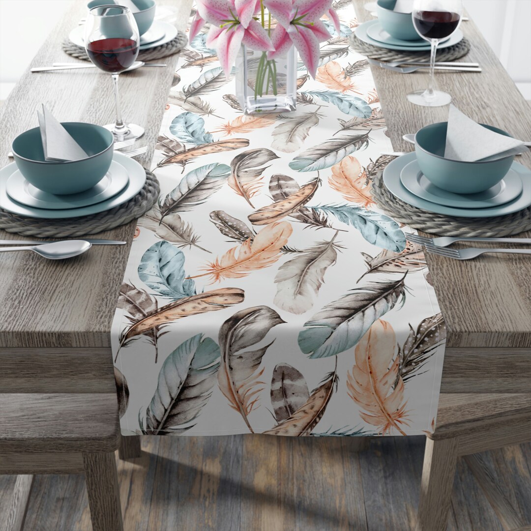Feather Table Runner Centerpiece for Dining Table Feather Etsy
