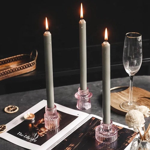 Pink Glass Jar Candleholder Etsy